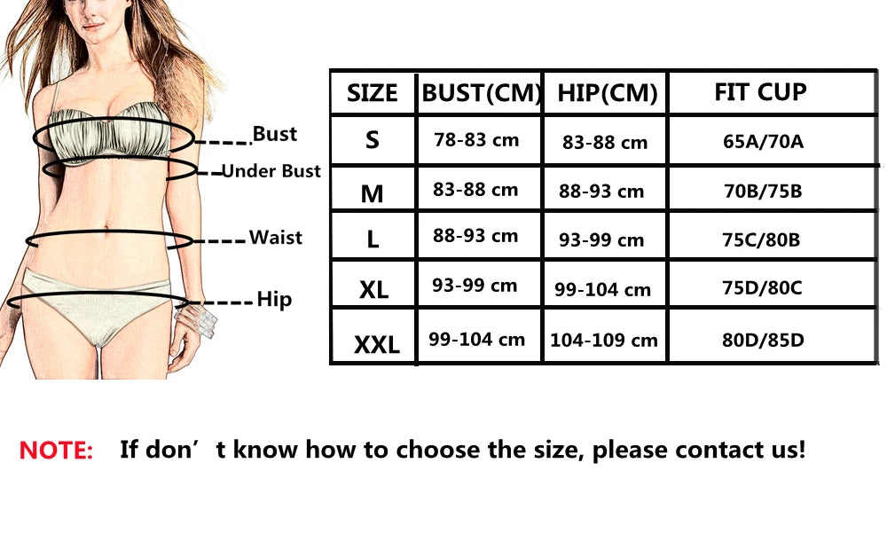 EONAR-Push Up Bikini Sets, Shoulder Strap, Beads Swimsuit, Mid Waist Bikini Sets, Full Coverage Bathing Suits, Swimwear