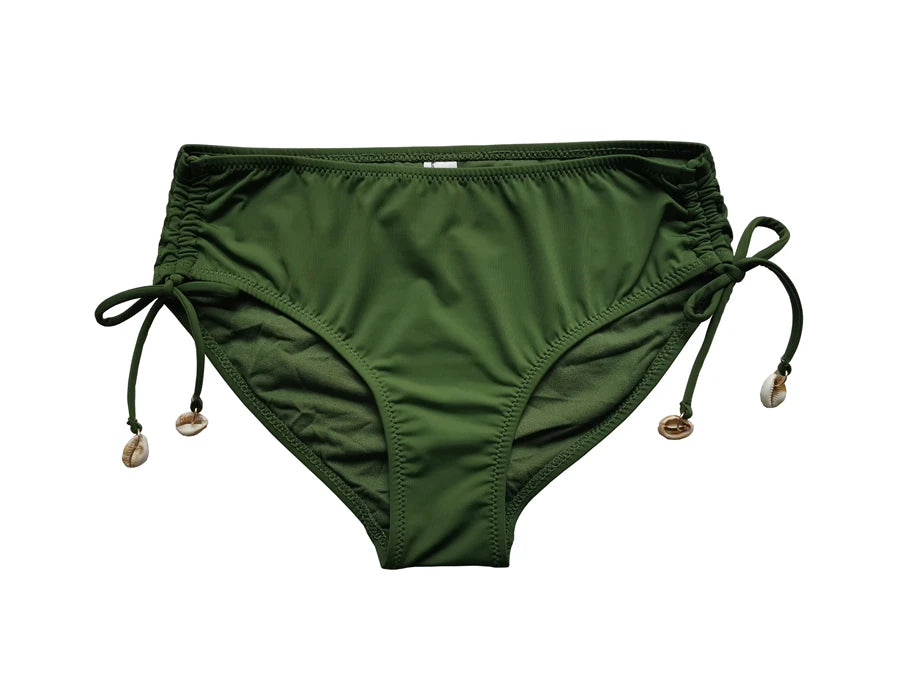 EONAR-Push Up Bikini Sets, Shoulder Strap, Beads Swimsuit, Mid Waist Bikini Sets, Full Coverage Bathing Suits, Swimwear