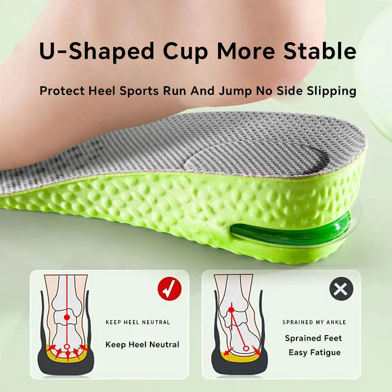1Pair Height Increase Insole for Feet Comfort Plantar Fasciitis Shoes Insoles Men Women Sports Air Shock Absorbing Shoe Pads