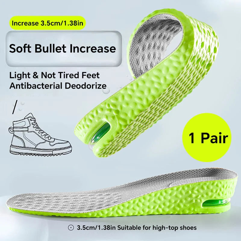 1Pair Height Increase Insole for Feet Comfort Plantar Fasciitis Shoes Insoles Men Women Sports Air Shock Absorbing Shoe Pads
