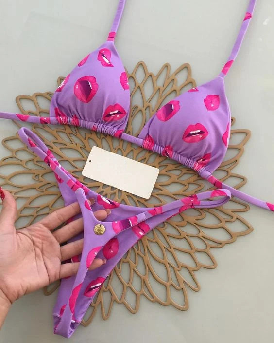 Sexy Leopard Print Bandage Bikini Set Triangle Swimsuit Push Up Swimsuit Beach Tie Bikini Set Summer Beach Outfit Thong Swimsuit
