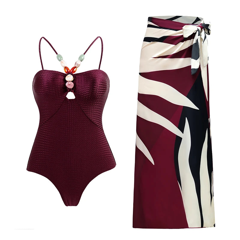 High Waist Push Up Bikini Set 2025 3D Flower Swimsuit Dress Women Print 3 Pieces Swimwear Ruffle Beach Bathing Suit Skirt Femme
