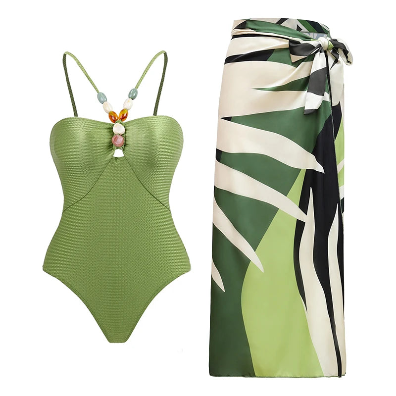 High Waist Push Up Bikini Set 2025 3D Flower Swimsuit Dress Women Print 3 Pieces Swimwear Ruffle Beach Bathing Suit Skirt Femme