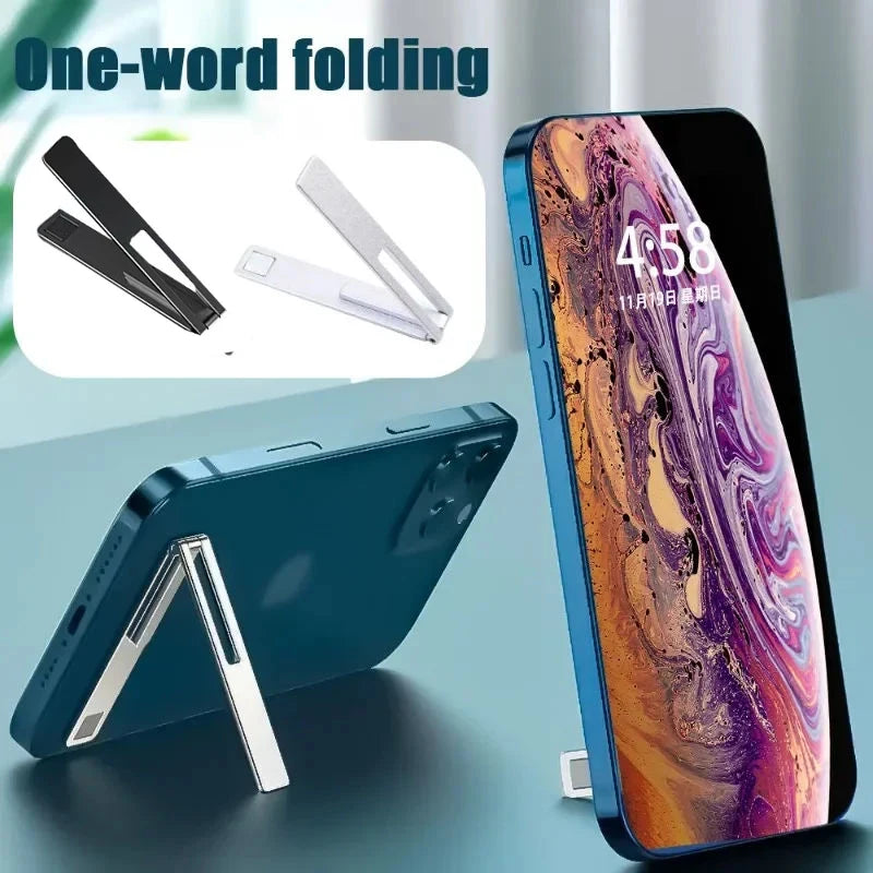 Ultra-thin Mini Magnetic Replicate Mobile Cell Phone Holder Bracket Metal Desktop Stand Universal Support Folding Kickstand Rack