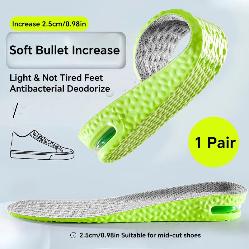 1Pair Height Increase Insole for Feet Comfort Plantar Fasciitis Shoes Insoles Men Women Sports Air Shock Absorbing Shoe Pads