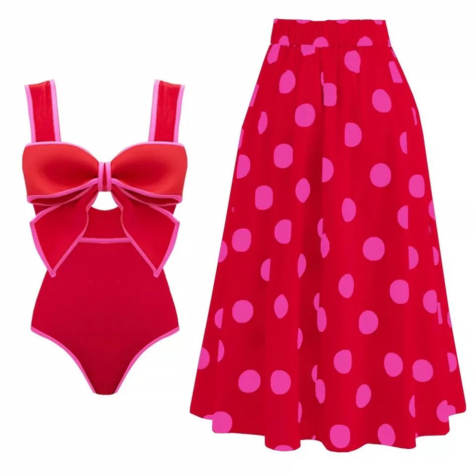 High Waist Push Up Bikini Set 2025 3D Flower Swimsuit Dress Women Print 3 Pieces Swimwear Ruffle Beach Bathing Suit Skirt Femme