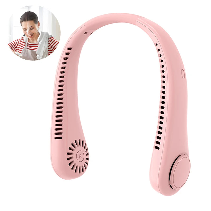 Adjustable 3 Speeds Portable Neck Fan with Stretchable Design, 4000mAh Hands-Free Rechargeable Cooling Device