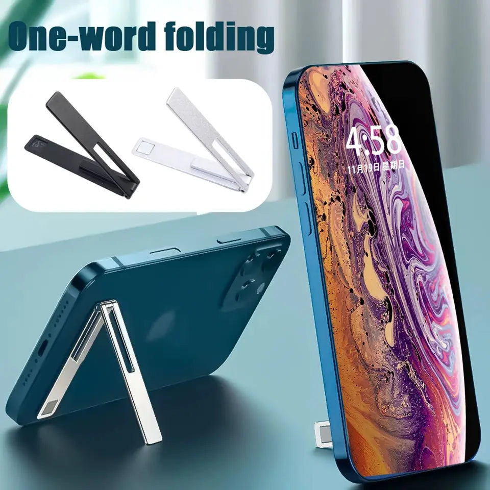 Ultra-thin Mini Magnetic Replicate Mobile Cell Phone Holder Bracket Metal Desktop Stand Universal Support Folding Kickstand Rack