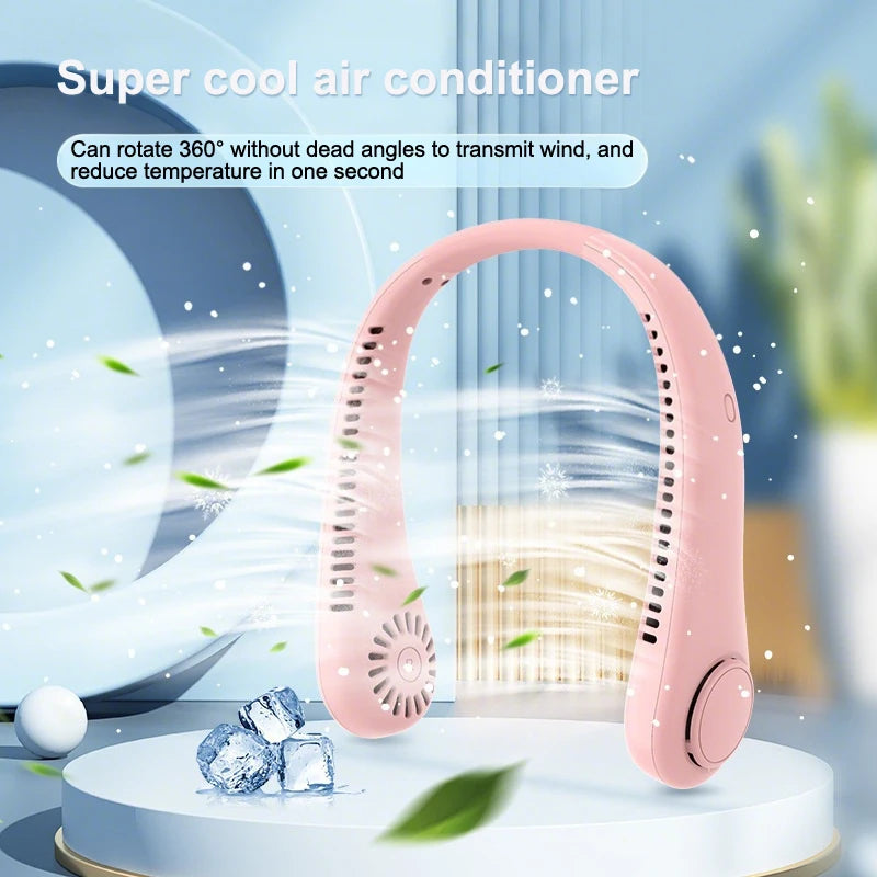 Adjustable 3 Speeds Portable Neck Fan with Stretchable Design, 4000mAh Hands-Free Rechargeable Cooling Device