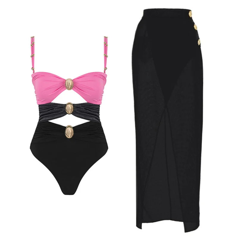 High Waist Push Up Bikini Set 2025 3D Flower Swimsuit Dress Women Print 3 Pieces Swimwear Ruffle Beach Bathing Suit Skirt Femme