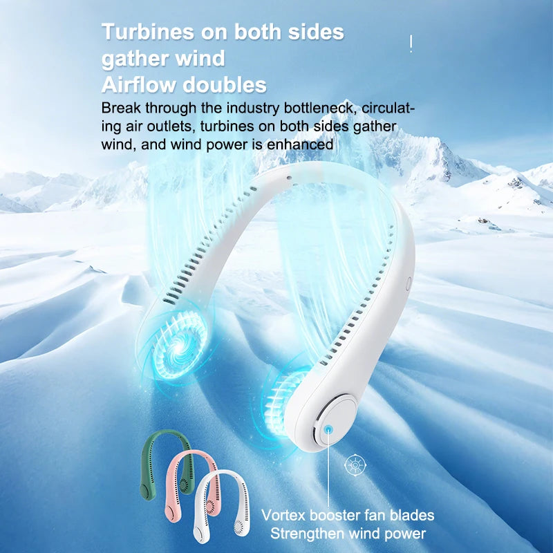 Adjustable 3 Speeds Portable Neck Fan with Stretchable Design, 4000mAh Hands-Free Rechargeable Cooling Device