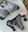 Sexy Leopard Print Bandage Bikini Set Triangle Swimsuit Push Up Swimsuit Beach Tie Bikini Set Summer Beach Outfit Thong Swimsuit
