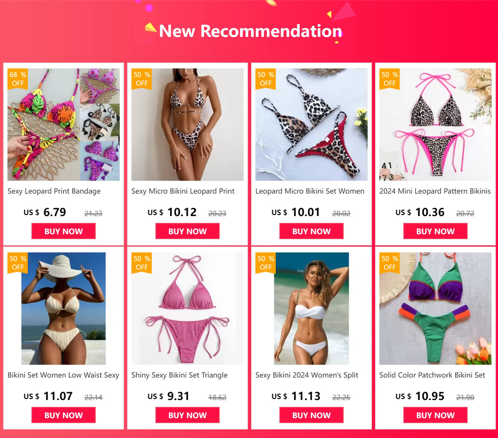 Sexy Leopard Print Bandage Bikini Set Triangle Swimsuit Push Up Swimsuit Beach Tie Bikini Set Summer Beach Outfit Thong Swimsuit