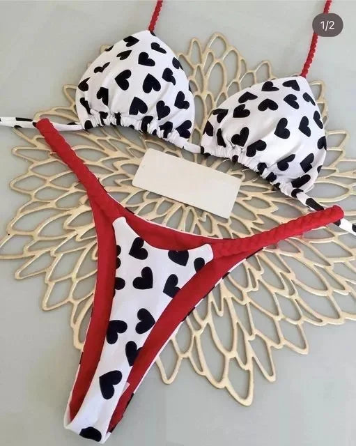 Sexy Leopard Print Bandage Bikini Set Triangle Swimsuit Push Up Swimsuit Beach Tie Bikini Set Summer Beach Outfit Thong Swimsuit