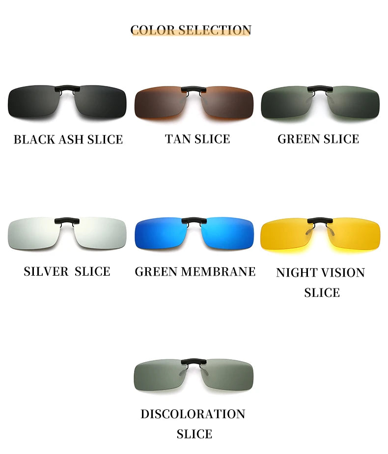 Rimless Flip Up Clip On Sunglasses Men Women Polarized Driving Fishing Cycling Night Vision Glasses Myopia Clip on Eyeglasses